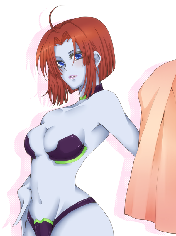 1girls 2010s alien alien_girl armpits big_bottom_lip blue_eyes blue_skin breasts female female_only gamilas hips humanoid lips melda_deitz short_hair skimpy solo solo_female space_battleship_yamato space_battleship_yamato_2199