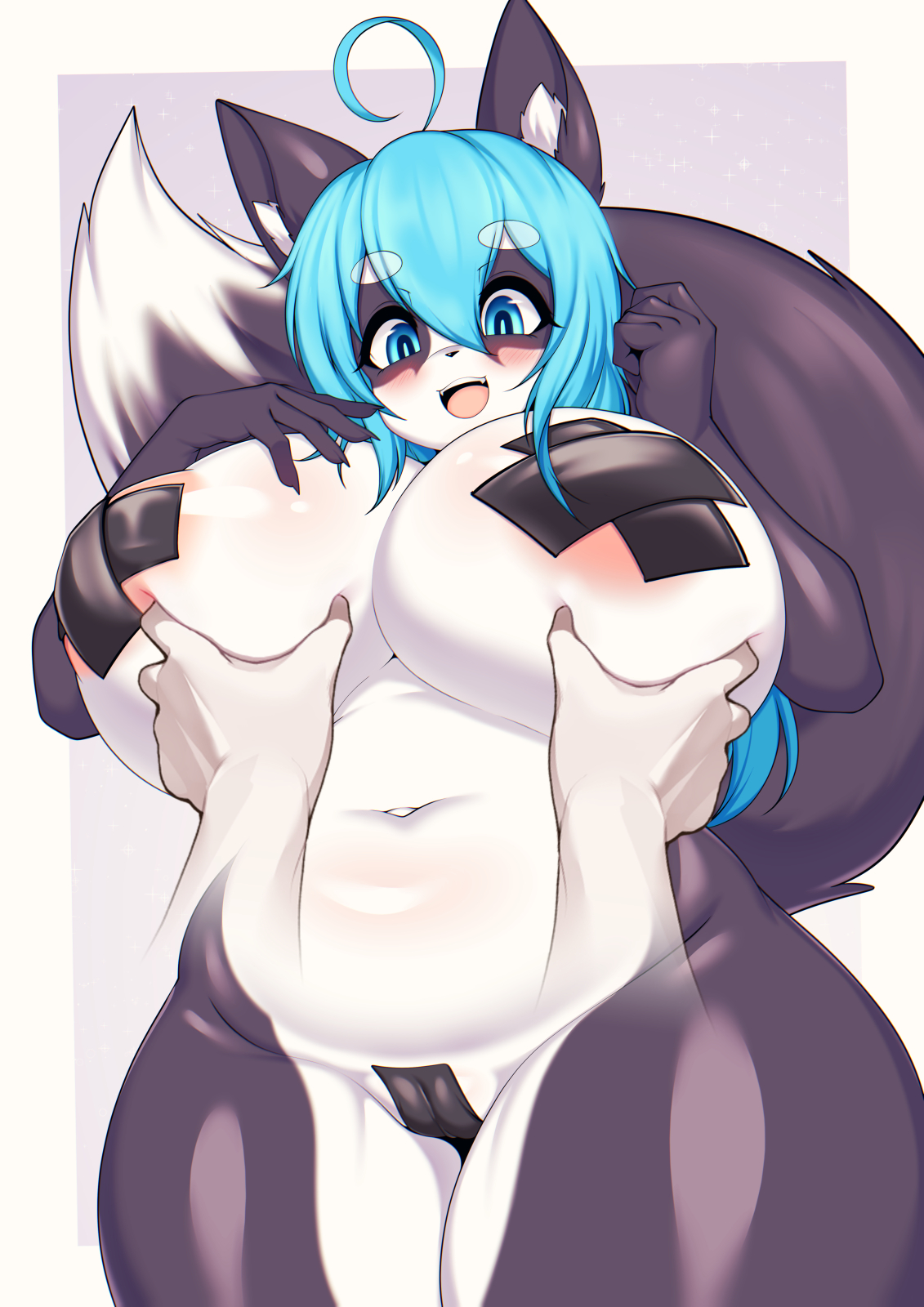 big breasts, breast grab, breasts, canine, female, furry, hanul, huge breasts, pasties, tagme, tailzkim, thick thighs, wide hips