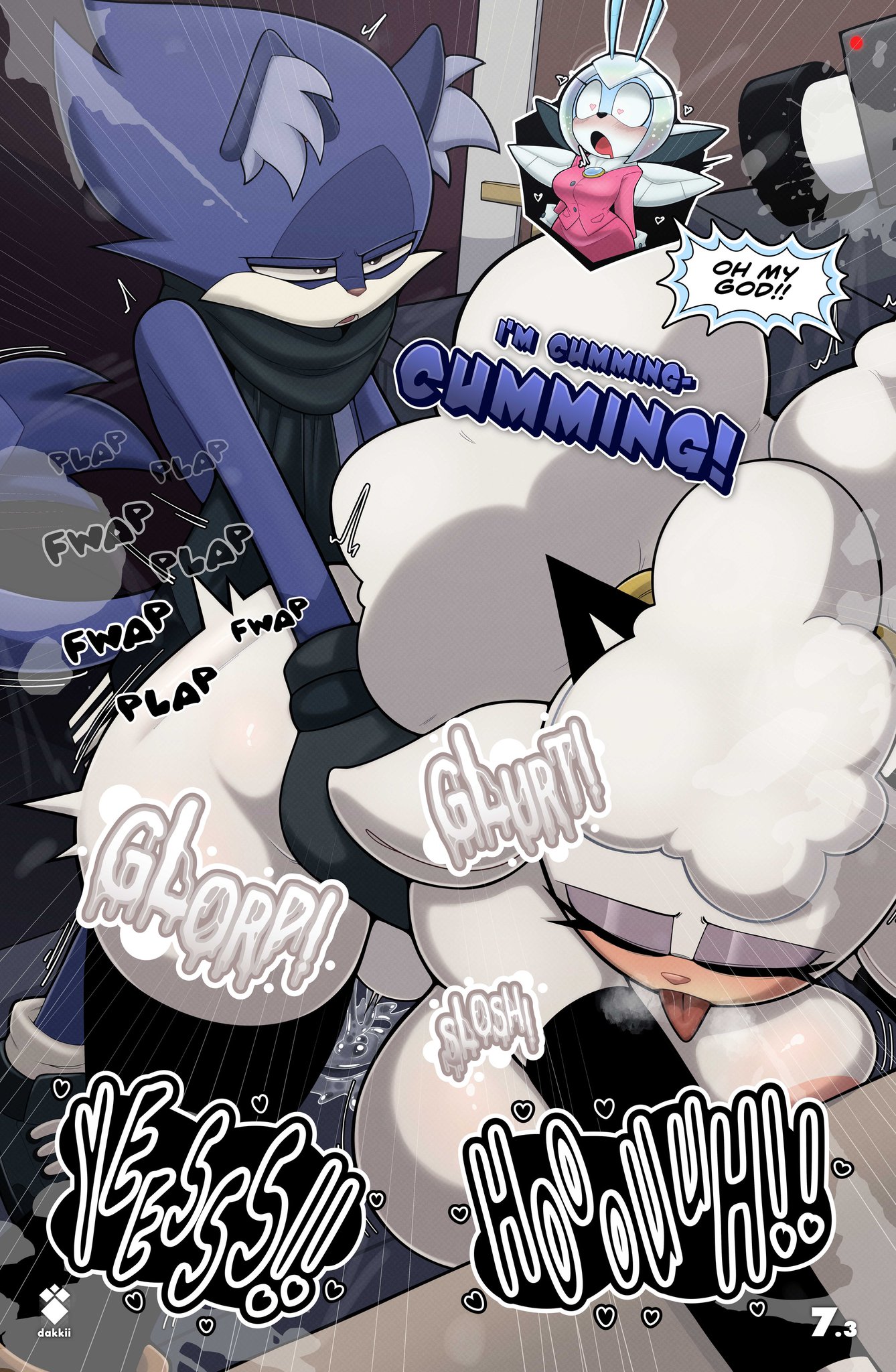 1boy, 1girls, 2girls, ass, beetle, beetle girl, beetle humanoid, big ass, big breasts, breasts, bust, busty, camera, cat boy, catboy, chest, comic, cumflated belly, cumflation, curvaceous, curvy, curvy figure, dakkii, digital media (artwork), duo the cat, felid humanoid, feline, feline humanoid, female, from behind, from behind position, hips, hourglass figure, huge ass, huge breasts, humanoid, idw comics, idw publishing, impregnation, jewel the beetle, lanolin the sheep, large ass, large breasts, layziidakkii, legs, male, mimic the octopus, mobian, mobian (species), mobian beetle, mobian cat, mobian sheep, no going back, recording, sega, sex, sheep, sheep girl, sheep humanoid, slim waist, sonic (series), sonic the hedgehog (comics), sonic the hedgehog (idw), sonic the hedgehog (series), squirting, story, thick, thick hips, thick legs, thick thighs, thighs, voluptuous, waist, watching, watching sex, white hair, white wool, wide hips, wool (fur)