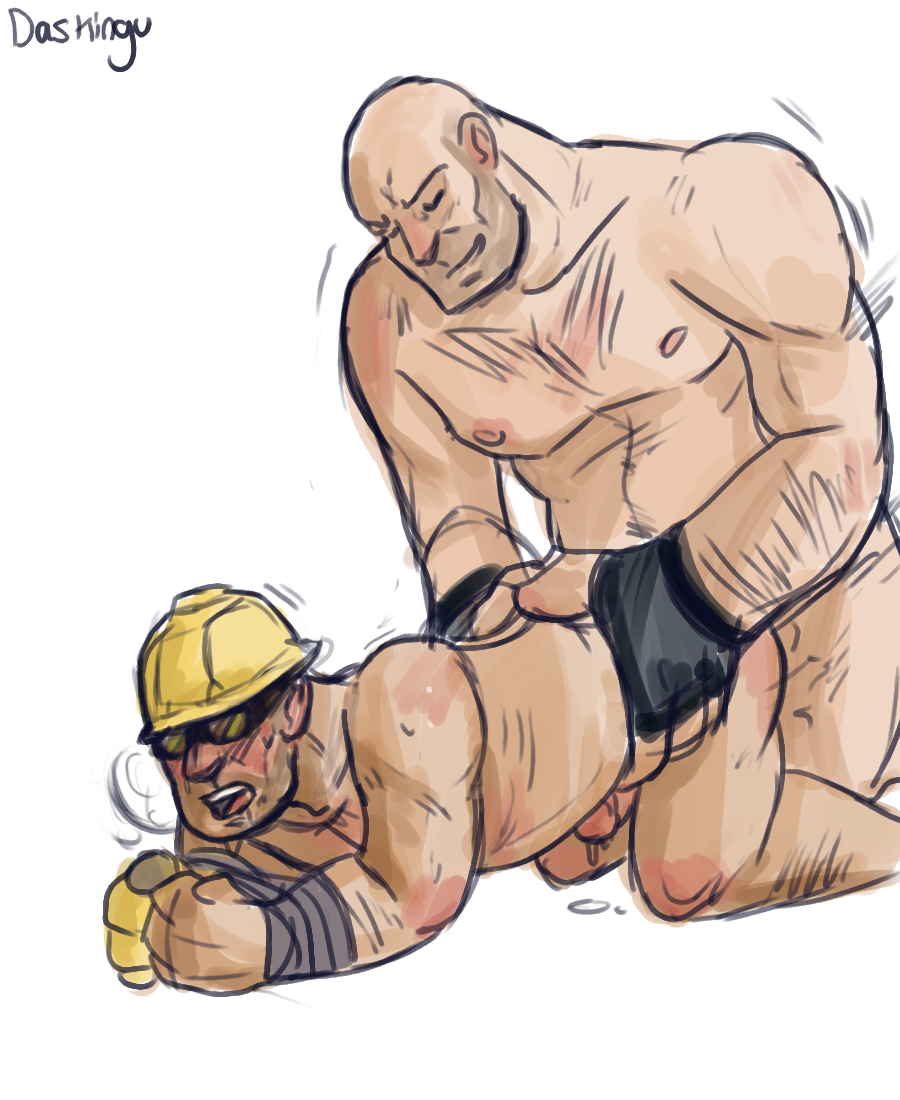 anal anal_penetration anal_sex bondage bound_wrists daskingu engineer engineer_(team_fortress_2) gay gay_sex heavy_weapons_guy male male_only multiple_boys penis rape small_penis small_sub_big_dom tagme team_fortress_2 yaoi