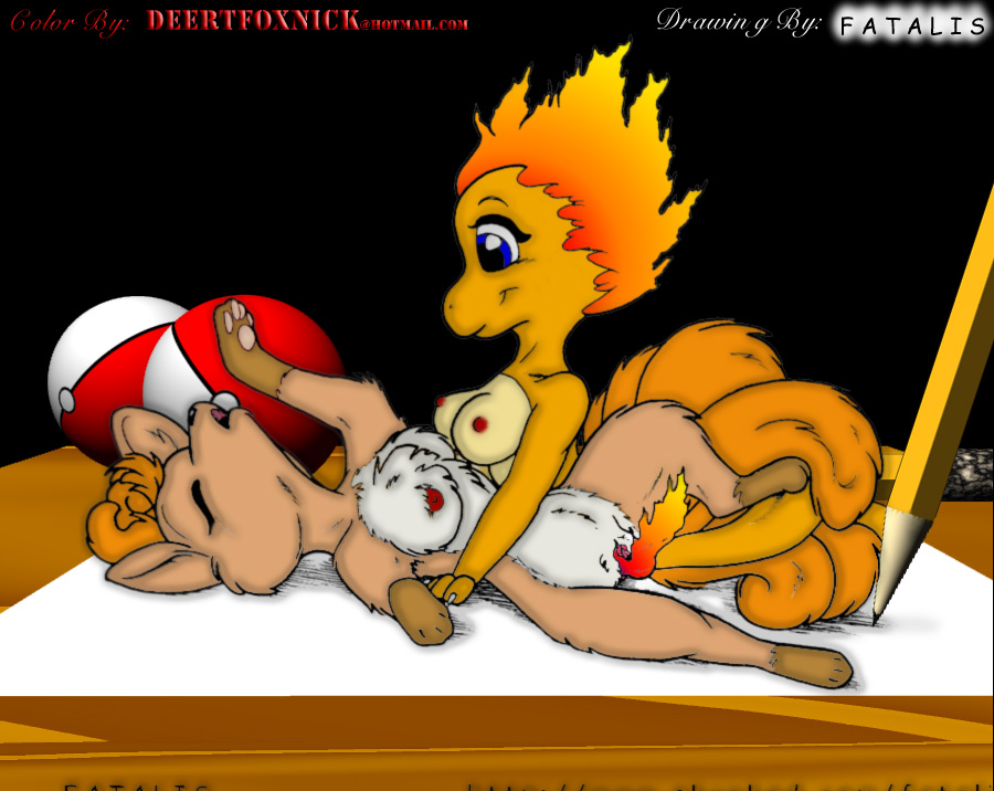 charmander colored fatalis female female_only fur furry furry_only furry_tail interspecies multiple_females multiple_tails nintendo pokemon pokemon_(species) pokemon_rgby straight_hair tail vulpix yuri