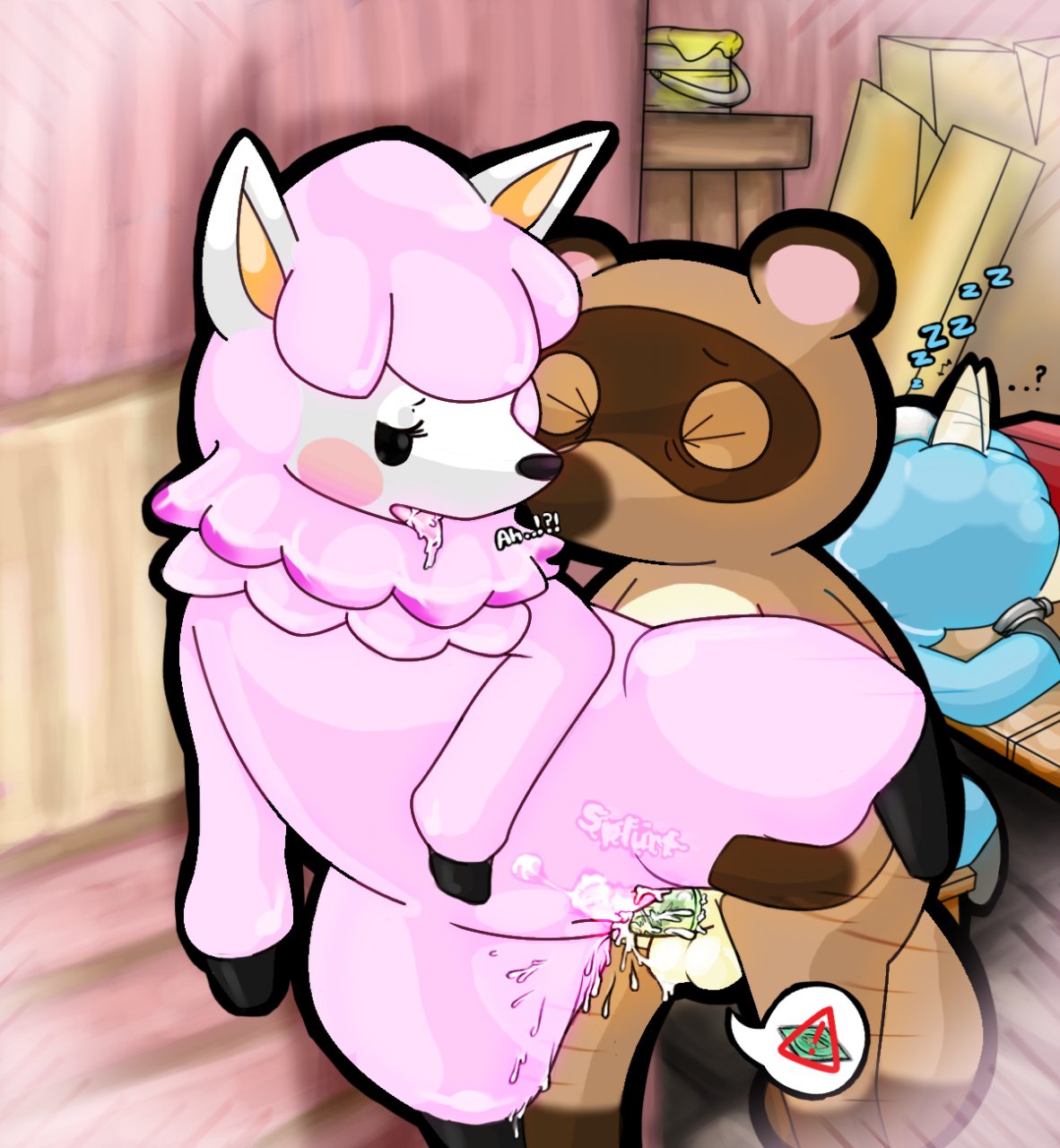 alpaca animal_crossing broken_condom cheating cheating_wife cum_in_pussy cyrus_(animal_crossing) nintendo pink_fur reese_(animal_crossing) tagme tanooki tom_nook