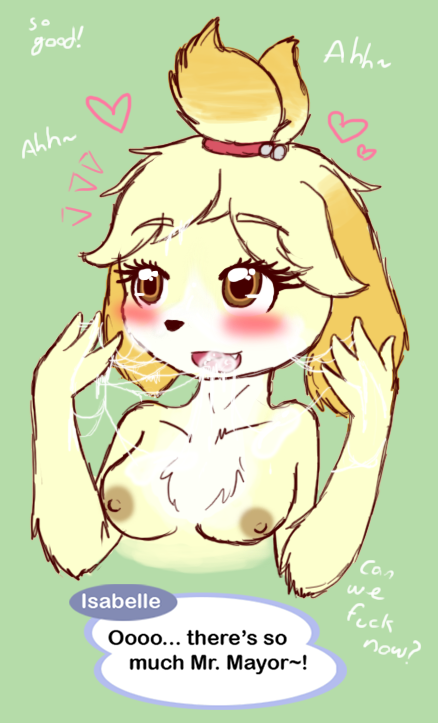 2013 animal_crossing anthro breasts canine cum cum_on_breasts cum_on_face dog female female_only fur isabelle_(animal_crossing) mammal nintendo nipples solo tagme takame