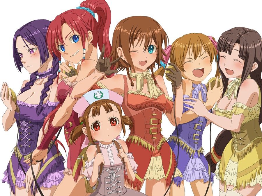 6+girls 6girls amy_(suisei_no_gargantia) bellows_(suisei_no_gargantia) female female_only human melty_(suisei_no_gargantia) multiple_girls ridget_(suisei_no_gargantia) saaya_(suisei_no_gargantia) suisei_no_gargantia