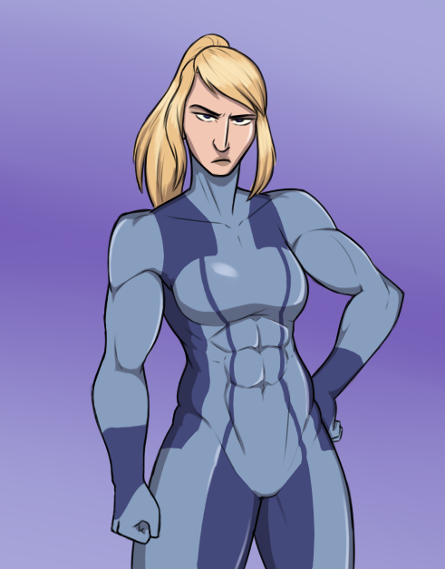 abs bodysuit female hammertheshark looking_at_viewer metroid muscular_female nintendo samus_aran