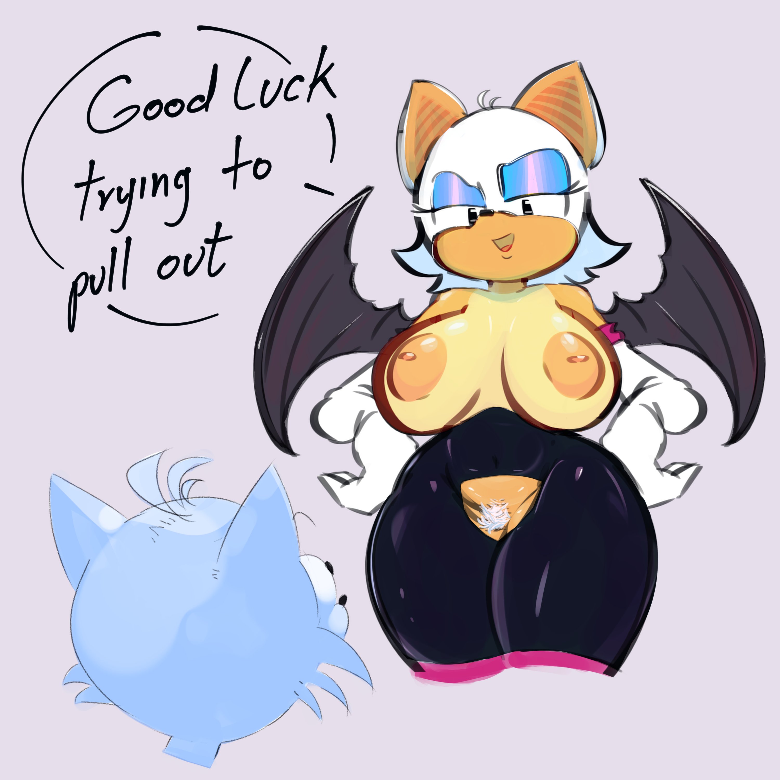 age difference, bat, big breasts, breasts, edalv, edolov, english text, female, female pubic hair, fox, imminent sex, male, older female, older female and younger male, pubic hair, rouge the bat, sega, sonic (series), sonic the hedgehog (series), speech bubble, tagme, tails, tails the fox, tanline, text, younger male