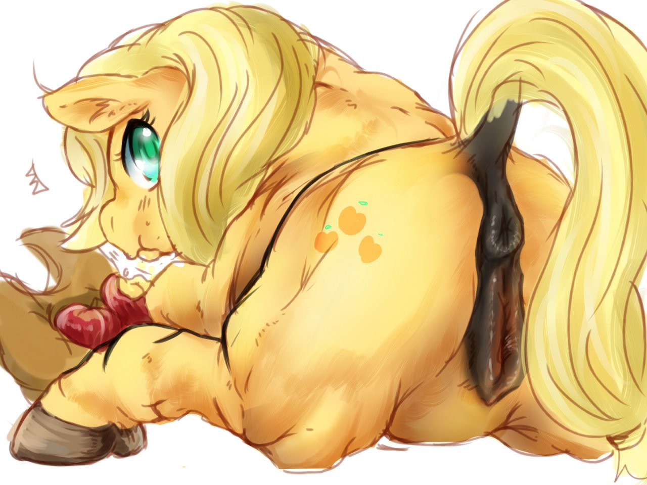 anus applejack_(mlp) earth_pony equine female female_only feral friendship_is_magic fur my_little_pony nabesiki pony solo tagme