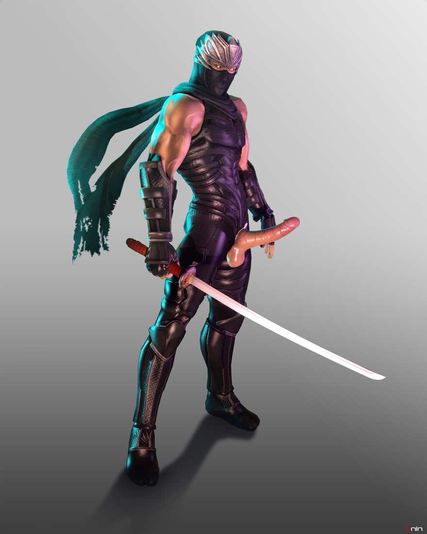 1boy 3d blade clothed clothing dangling_testicles dead_or_alive erect erect_penis erection gninrom huge_cock huge_testicles male male_only muscular penis penis_out ryu_hayabusa solo sword tan_skin testicles veins veiny_penis weapon