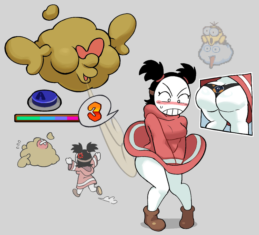 1girls, 2d, ass, bandit (mario), bsky link, cloud creature, fan character, female, female focus, genocityzone, huff n. puff, humanoid, humanoid female, interspecies, lakitu, male, mario (series), nintendo, not furry, panties, paper mario, sadie (genocityzone), skirt lift, skirt lifted by another, tagme, wind lift