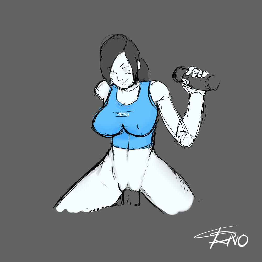 1girls 2boys female handjob male penis sex straight tagme trno wii_fit wii_fit_trainer