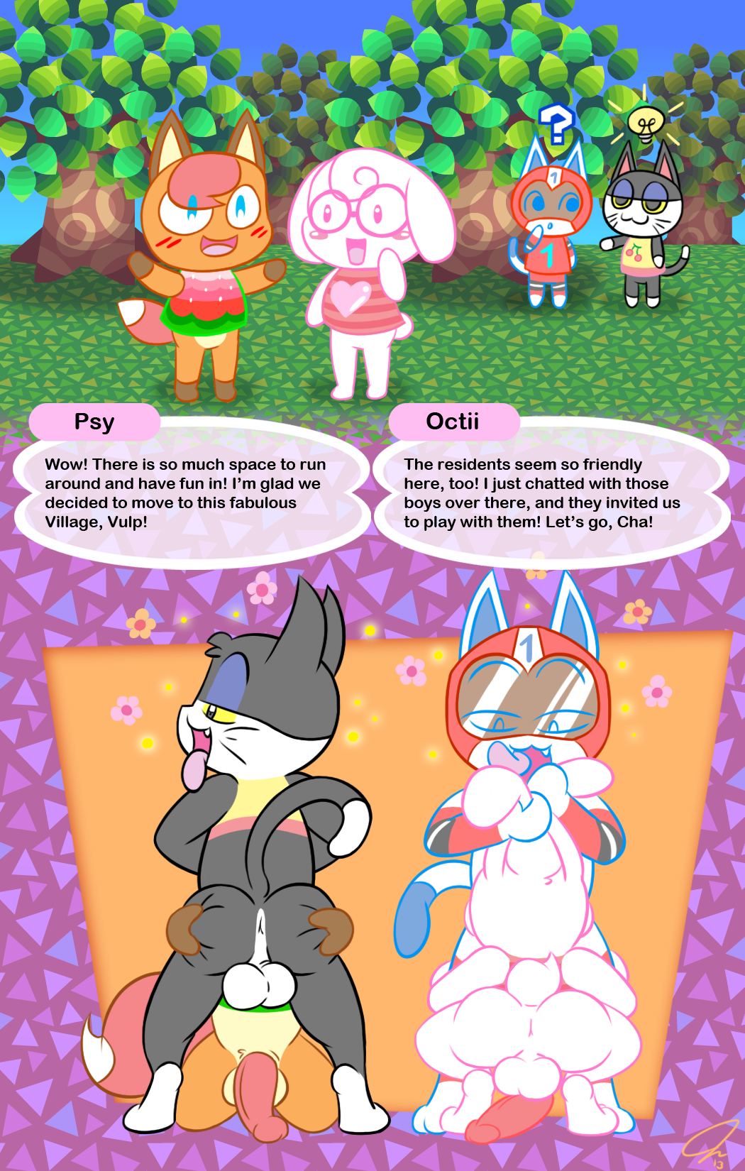 animal_crossing anthro anus ass balls canine erection feline fox fur furry furry_only kid_cat_(animal_crossing) lagomorph male multiple_males nintendo no_humans oral oral_sex penis psyredtails punchy_(animal_crossing) sex tagme yaoi year_request