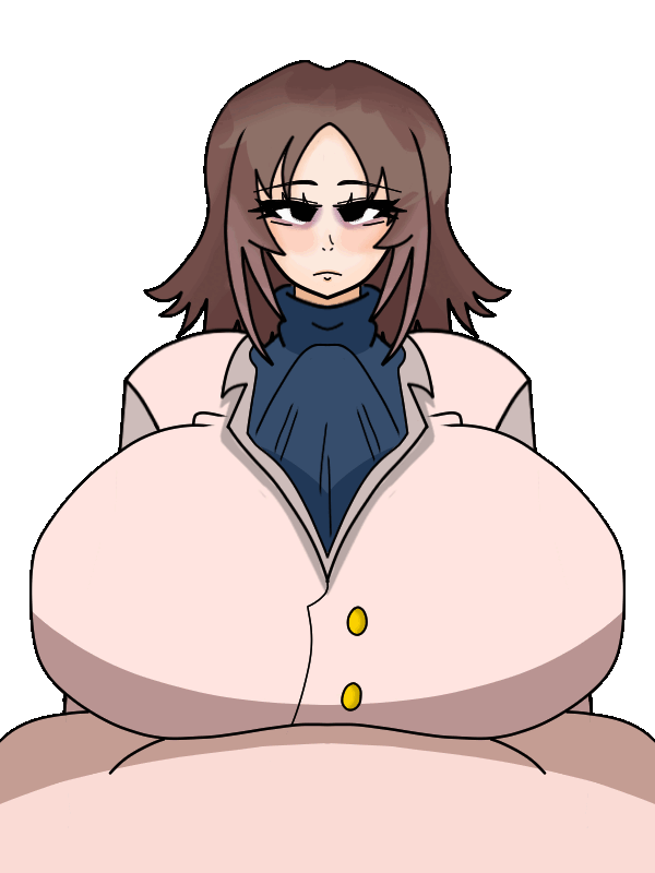 1boy, 1girls, 3:4, animated, animated gif, beat banger, black eyes, blazer, boobjob, breasts, brown hair, clothed female nude male, cs3kv2, female, gif, gigantic breasts, handsfree paizuri, jujutsu kaisen, labcoat, light skin, light-skinned female, light-skinned male, looking at viewer, male, paizuri, paizuri lead by female, paizuri under clothes, paizuri with gigantic breasts, pov, pov male, pov paizuri, remake, satoru gojo, shoko ieiri, straight, tired, transparent background, vertical video