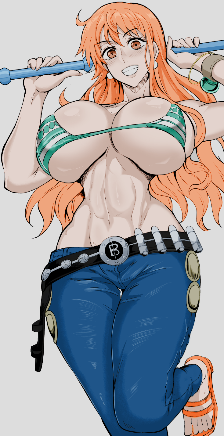 1girls 2023 ajaycolor big_breasts bikini bikini_top black_and_white clothing color color_edit colored colored_hair colored_inner_hair colored_sketch colored_skin edit female female_focus female_only huge_breasts jeans jet_puri large_breasts long_hair massive_breasts midriff monochrome nami nami_(one_piece) one_piece orange_hair post-timeskip small_waist smiling solo solo_female solo_focus standing striped_bikini thick_thighs toned toned_female tummy wide_hips