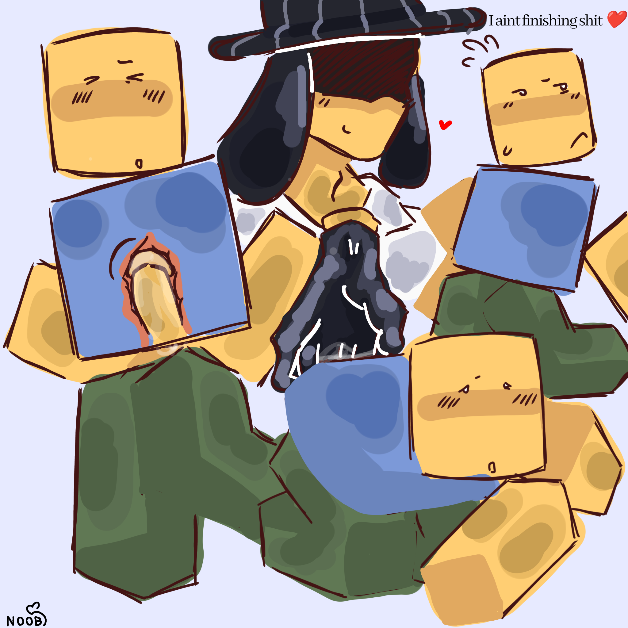 arms behind back, blocky anatomy, blocky body, fingering, forsaken (roblox), gloved fingering, mafioso (forsaken), nervous, nervous sweat, noob, noob (forsaken), roblox, roblox game, robloxian, self upload, smiling, tagme, tagme (artist)