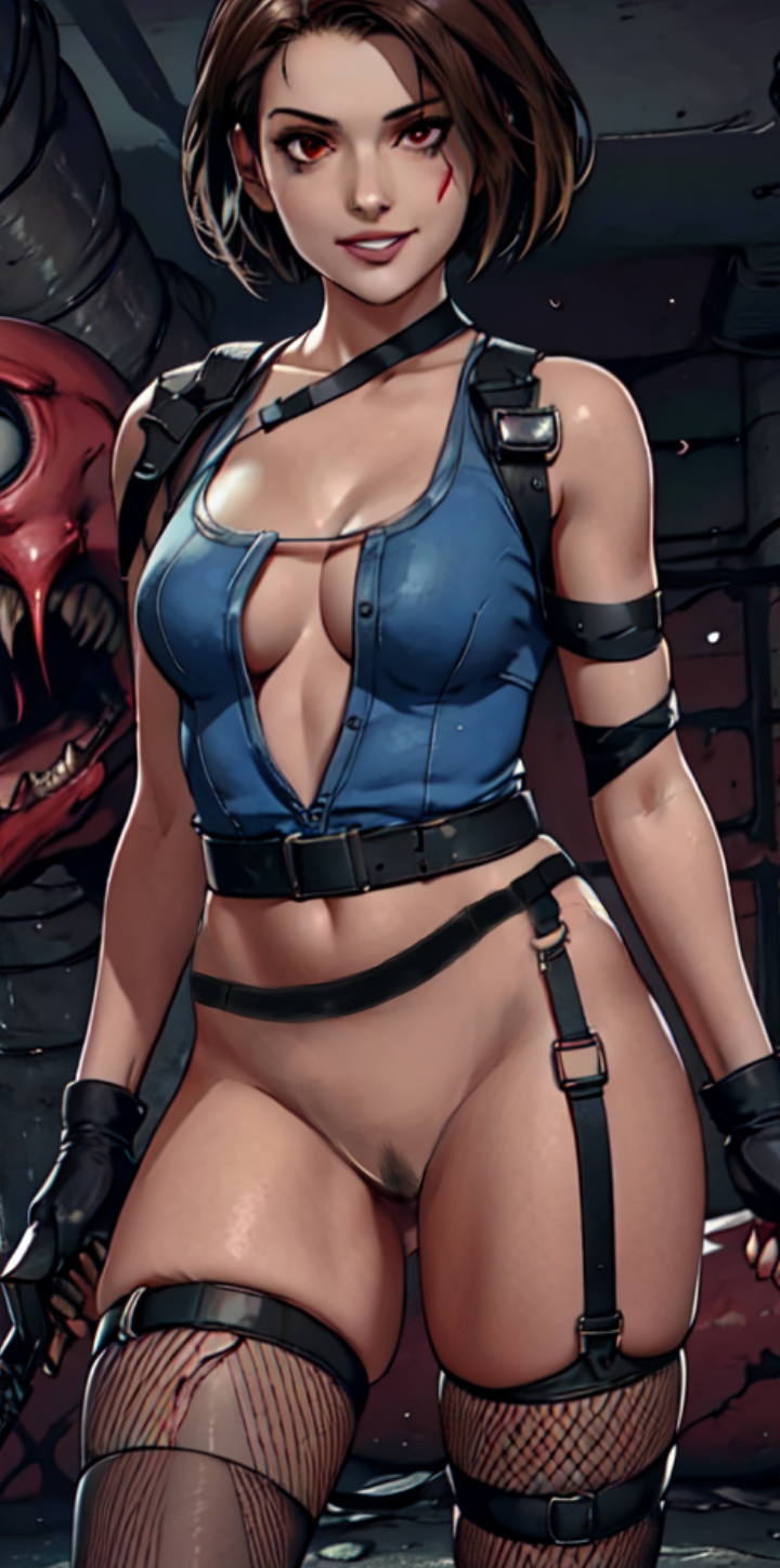 ai_generated artist_request ia jill_valentine monster resident_evil resident_evil_3 topless vagina