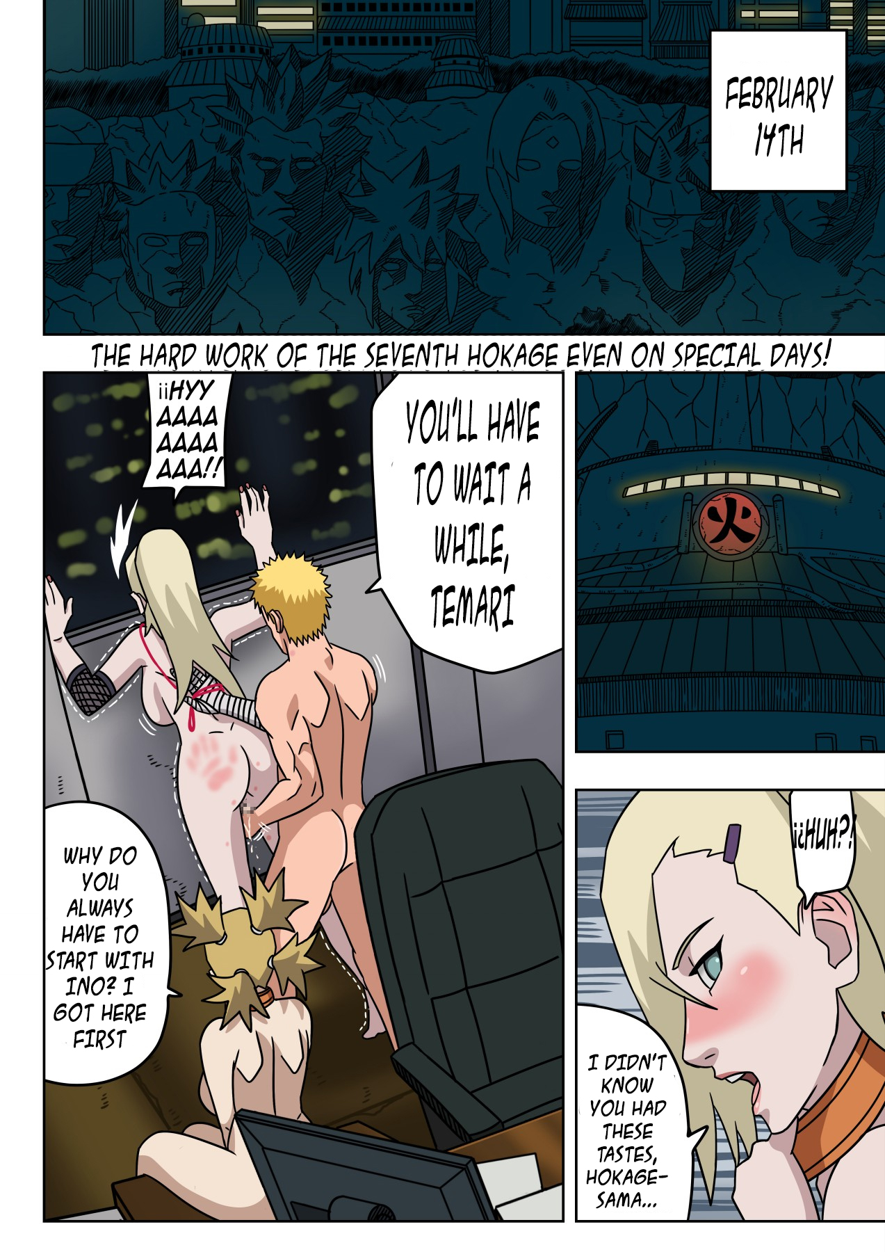 1boy, 2girls, against glass, against wall, against window, being watched, blonde hair, blush, boruto: naruto next generations, cheating, cheating husband, cheating wife, collar, comic, completely nude, duo, duo focus, english text, english translation, female, finger fuck, fingering, fingering partner, fingering pussy, ino yamanaka, leash, long hair, male, moaning, multiple females, multiple girls, naked, naruto, naruto (series), ninrubio, notes translation, nude, ponytail, pussy, short hair, sitting, spank marks, spanked, spanked butt, spanking ass, standing, standing sex, story, taken from behind, temari, text, tied hair, translated, unseen male face, uzumaki naruto, watching, wife