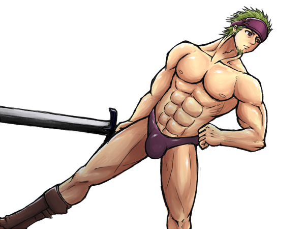 1boy bara fire_emblem fire_emblem:_the_sacred_stones gerik_(fire_emblem) green_hair male male_only solo solo_male underwear