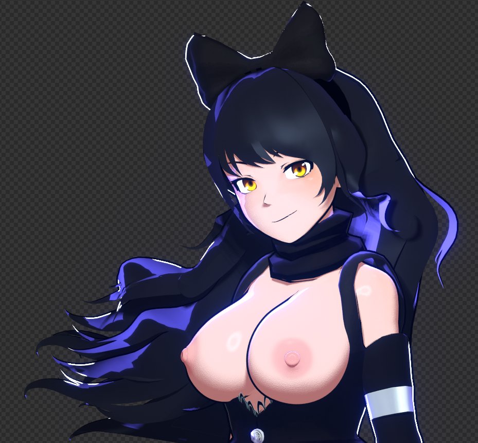 1girls areolae black_hair blake_belladonna breasts female female_only light_skin light_skinned_female luminaryofages medium_breasts nipples rwby solo yellow_eyes