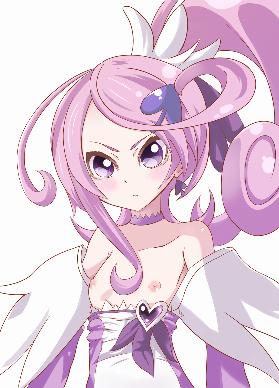 1girls blush breasts clothing cure_sword dokidoki!_precure female flat_chest ga kenzaki_makoto magical_girl nipples precure pretty_cure purple_eyes purple_hair small_breasts