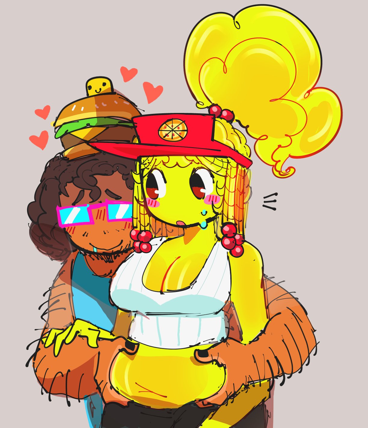 007n7, basslapping, belly, big breasts, blushing, chubby, chubby female, clothing, cute, drooling, elliot (work at a pizza place), exposed belly, grabbing belly, roblox, roblox game, robloxian, rule 63, tagme, work at a pizza place