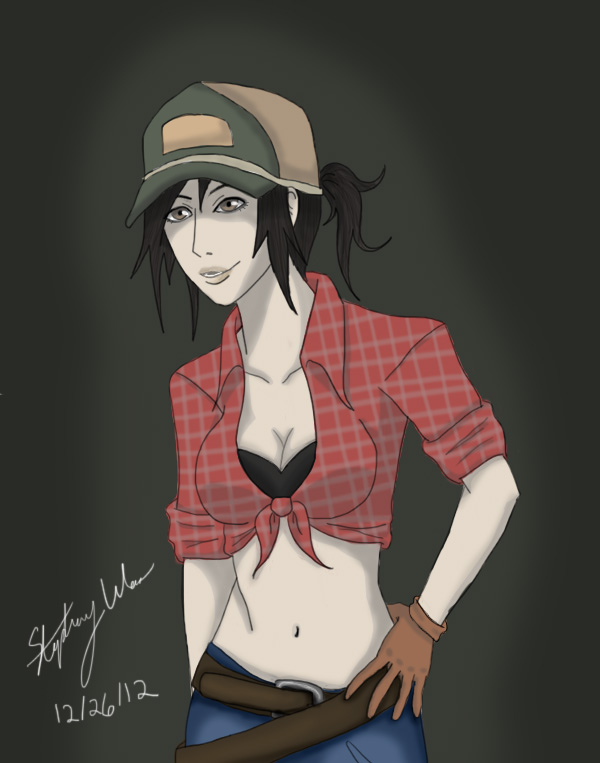 1girls 2012 abigail_briarton belt black_bra black_hair blue_jeans bra breasts call_of_duty call_of_duty_black_ops_2 call_of_duty_zombies female female_only gloves hat jeans misty_(cod-bops-2) red_shirt tagme