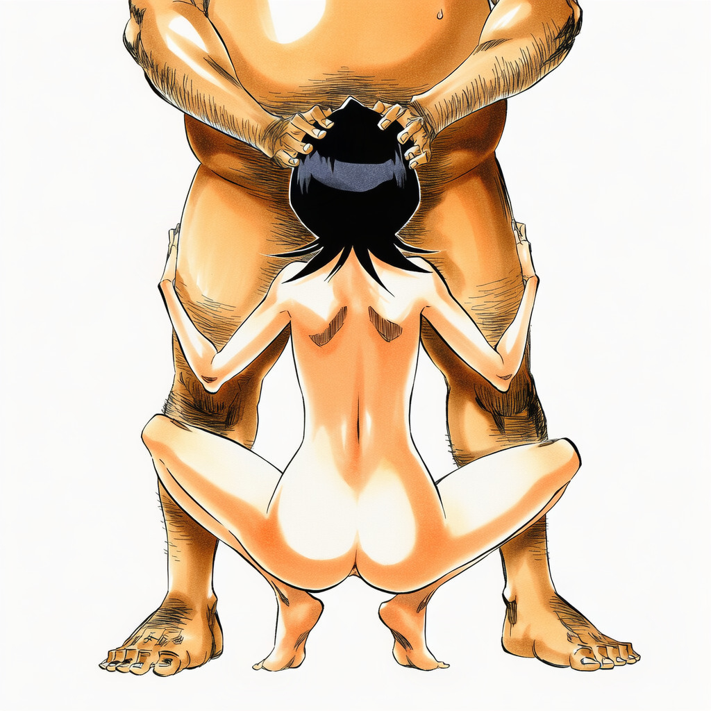 1:1 1boy 1girls accurate_art_style accurate_body_type ai_generated arm_hair arms_up ass back back_view bare_arms bare_ass bare_back bare_legs bare_shoulders bare_thighs barefoot black_hair bleach breasts cel_shading completely_nude couple duo duo_focus faceless_male facing_another facing_away fat fat_belly fat_male feet feet_apart fellatio female from_behind full_body grabbing grabbing_another's_hair hairy hairy_legs hairy_male hand_on_another's_head hand_on_head hands_on_another's_head hands_on_another's_legs hands_on_head hands_on_leg head_grab hetero high_resolution highres human human_on_human human_only implied_fellatio implied_oral irrumatio kuchiki_rukia larger_male leg_hair leg_hold legs light-skinned_female light_skin line_art male male/female mammal manga_style mature mature_female mature_male nude nude_female nude_male obese obese_male oomaeda_marechiyo oral oral_sex overweight overweight_male penetration petite rear_view sex shiny shiny_hair shiny_skin short_hair simple_background size_difference skinny skinny_female slender_waist smaller_female soles spread_legs squatting straight straight_sex tan-skinned_male tan_skin tanned thighs tiptoes tite_kubo_style toes ugly_man unseen_female_face viewed_from_behind white_background