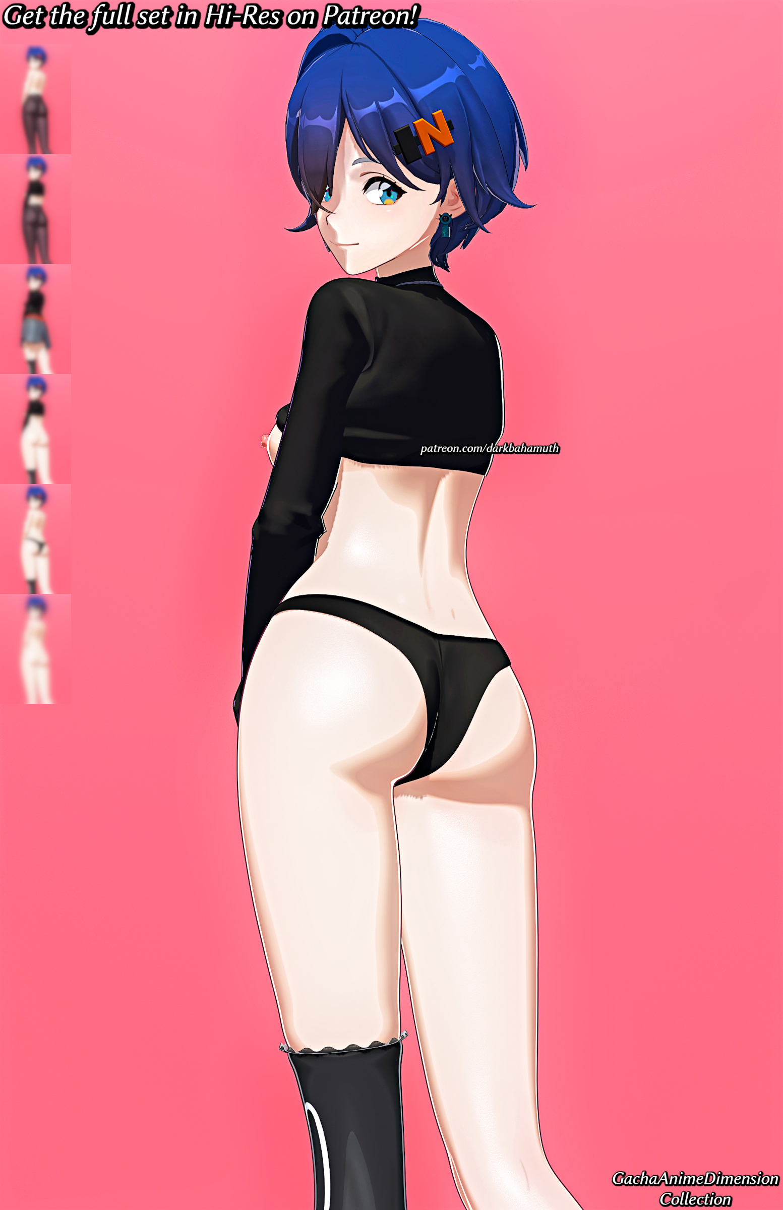 3d, 3d (artwork), anime, ass, belle (zenless zone zero), butt, darkbahamuth, female, female only, gacha, panties, pinup, sideboob, zenless zone zero