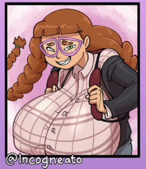 braid, braided hair, daredemon7000, ginger, glasses, heidi hazelwood, huge breasts, incogneato, nerd, nerdy female, original, small ass, top heavy, twin braids