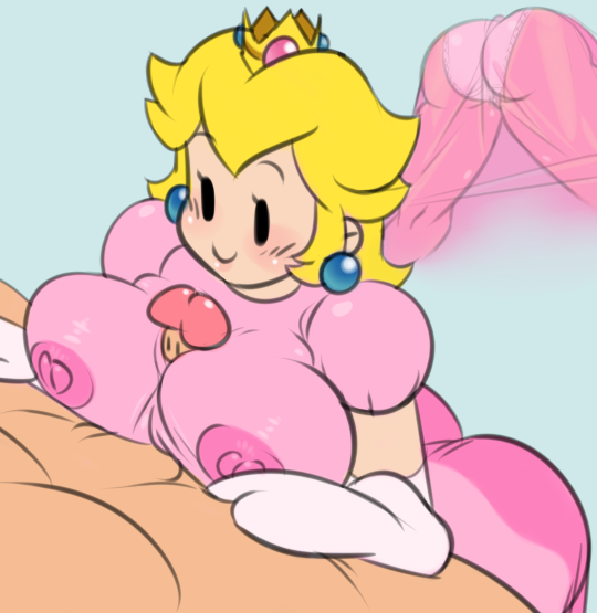 ass bellend blush breasts clothes color crown elbow_gloves female gloves human male mario_(series) nintendo nude paizuri panties paper_mario paper_peach penis piercing princess_peach see-through straight