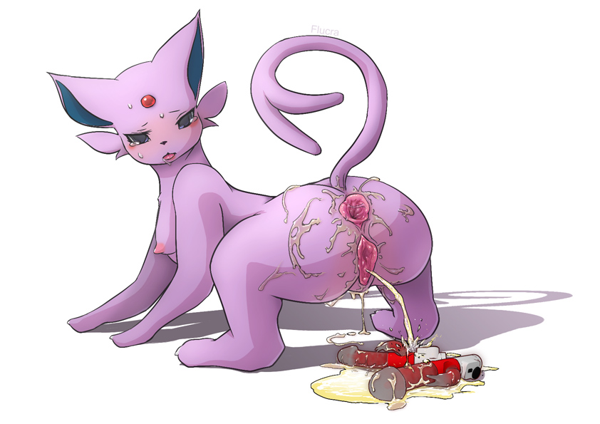 anus eeveelution espeon female female_only feral flucra forehead_jewel fur furry_tail looking_back nintendo nude pokemon pokemon_(species) purple_fur pussy raised_tail solo tagme tail