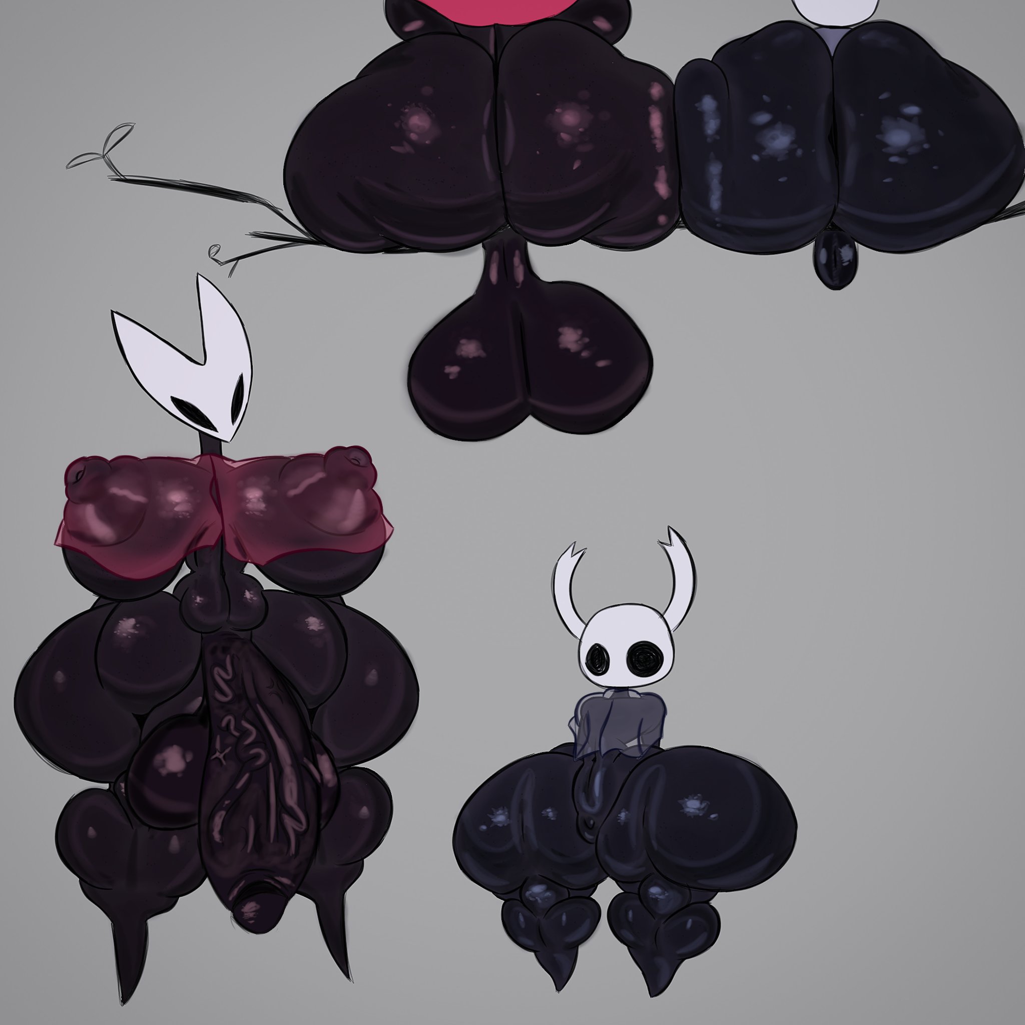 1boy, 1futa, elegy, futanari, hollow knight, hollow knight: silksong, hornet (hollow knight), huge ass, hyper penis, intersex, male, penis, protagonist (hollow knight), the knight (hollow knight), theelegyofasoul