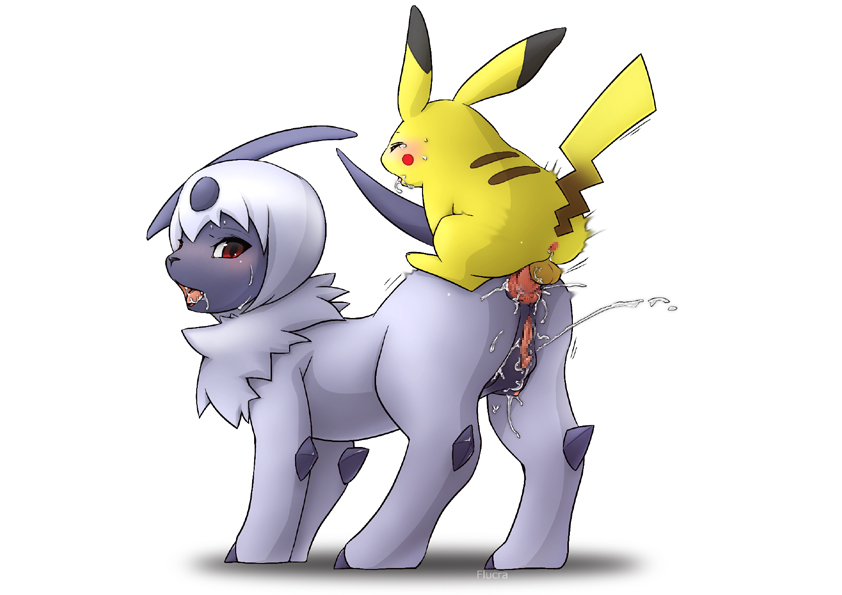 absol female feral flucra fur furry_ears horn interspecies long_ears male nintendo nude penis pikachu pokemon pokemon_(species) pussy sex size_difference straight tagme tail white_fur yellow_fur