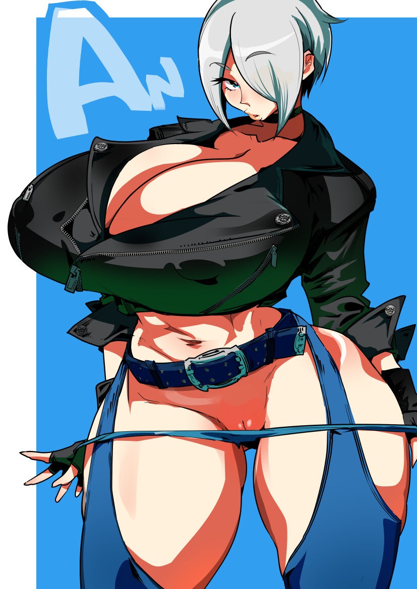 1girls angel_(kof) big_breasts blue_eyes breasts busty clothed clothing curvaceous curvy_female fat_mons female gloves huge_breasts jacket kemonono king_of_fighters large_breasts latex leather legwear light-skinned_female light_skin nipple_bulge one_eye_obstructed pale-skinned_female pale_skin panties panties_down panty_pull pulling_panties pussy short_hair soft_breasts standing taking_clothes_off thick thick_legs thick_thighs thighs thong tight tight_pussy undressing voluptuous voluptuous_female white_hair wide_hips