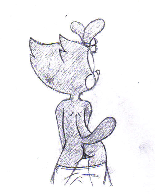 animaniacs ass back_view breasts dot_warner female female_only fur monochrome solo standing tagme taichao