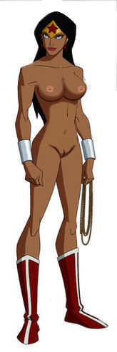 breasts brown_skin color dc dc_comics dcau earth_16 edit exposed_breasts female female_only front_view rope screenshot_edit skin solo standing vulva white_background wonder_woman wonder_woman_(series) young_justice young_justice_(cartoon)