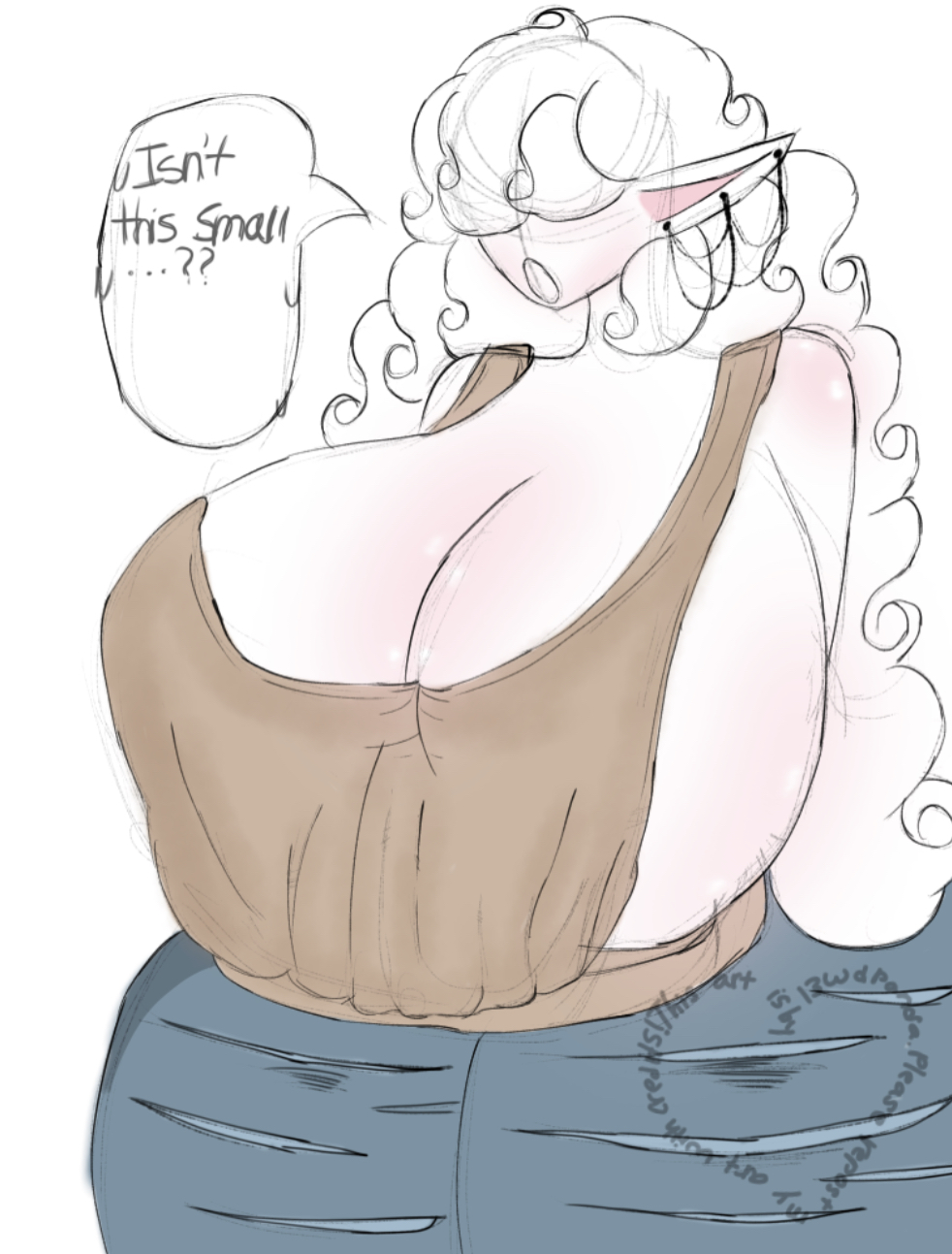 big_breasts breasts_bigger_than_head busty busty_female date date_night elf elf_ears elf_female elf_girl female female_focus female_only hair_covering_eyes idk_what_to_tag_it jeans l3wdpanda milf mother ripped_clothing ripped_jeans shopping thick_ass thick_thighs white_body white_hair white_skin