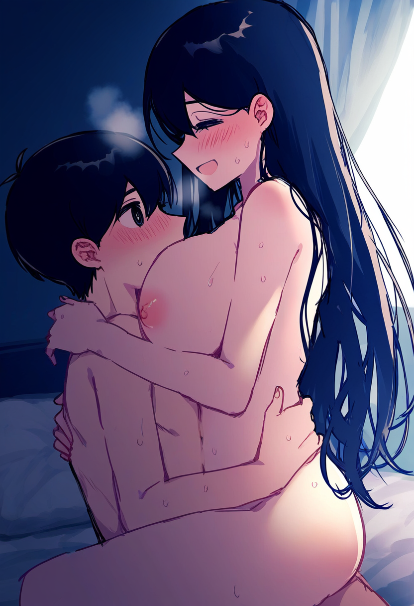 ai_generated big_sister breasts brother_and_sister incest intimate little_brother long_hair lotus_position mari_(omori) older_female older_sister_younger_brother omori sex sitting sitting_on_lap sitting_on_person sunny_(omori) sweat sweating sweaty sweaty_incest sweaty_sex younger_brother younger_male