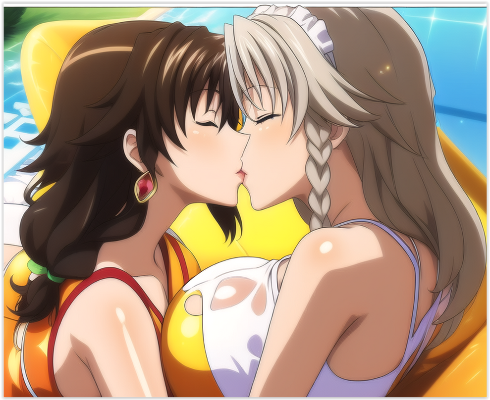 2females ai_generated grayfia_lucifuge high_school_dxd lesbian_couple lesbian_kiss lesbian_sex venelana_gremory yuri yuri yuri