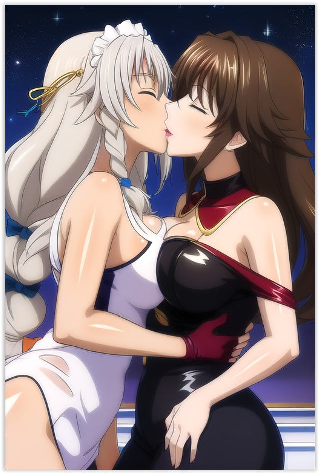 2females ai_generated grayfia_lucifuge high_school_dxd lesbian_couple lesbian_kiss lesbian_sex venelana_gremory yuri yuri yuri