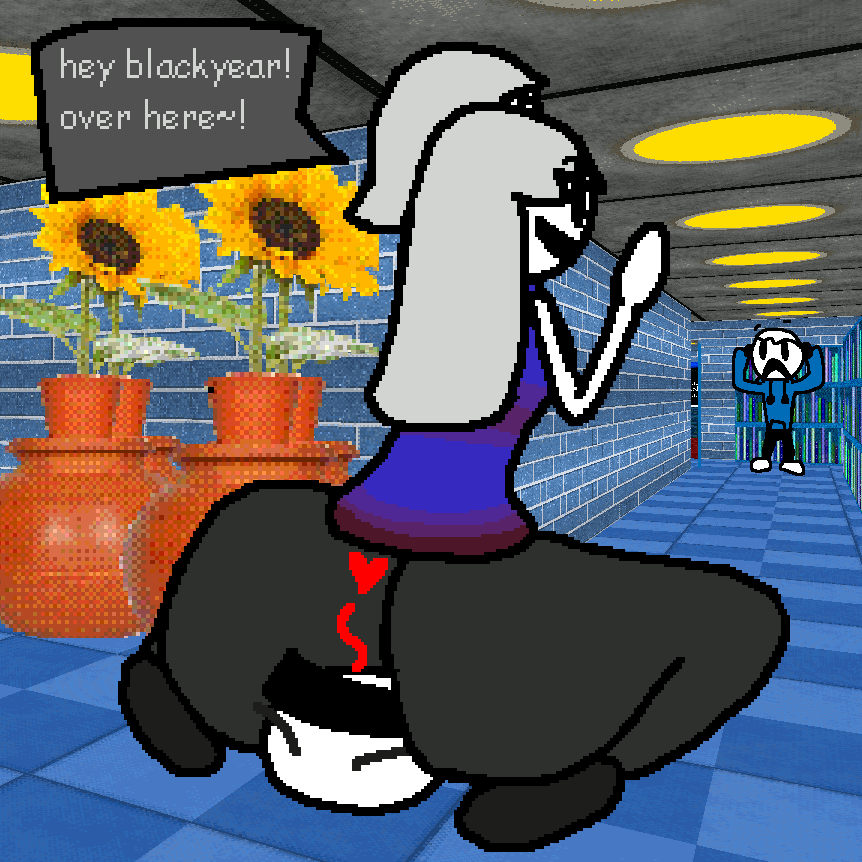 2_heads ass baldi's_basics_in_education_and_learning big_ass blackyear's_art_trivia_class blackyear(blackyear's_art_trivia_class) calling_out_name caught enny(blackyear's_art_trivia_class) facesitting pixelated player_character white_hair white_skin