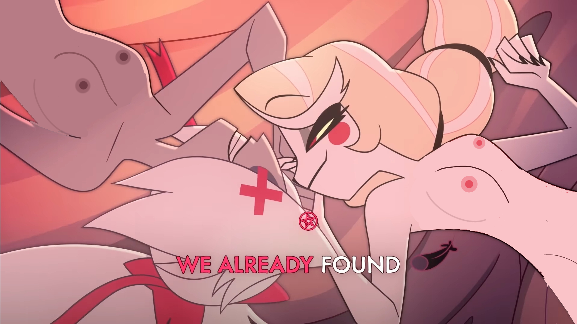 2girls, accurate art style, accurate body type, angel, areolae, artist upload, bed, bedroom, bedroom eyes, before sex, blonde female, blonde hair, breasts, canon, canon couple, canon lesbian, charlie morningstar (hazbin hotel), demon, edit, edited, eye contact, eyepatch, fallen angel, feather, female, female focus, female only, female/female, grey skin, grey-skinned female, hazbin hotel, hellaverse, lesbian, lesbian couple, lesbian focus, lesbian kiss, lesbian sex, lesbians, multiple girls, nipples, nude, nude female, nude filter, official art, red eyes, screenshot, soupmarcille, vaggi (hazbin hotel), vaggie (hazbin hotel), vivienne medrano, white hair, white skin, white-haired female, yellow eyes, yuri