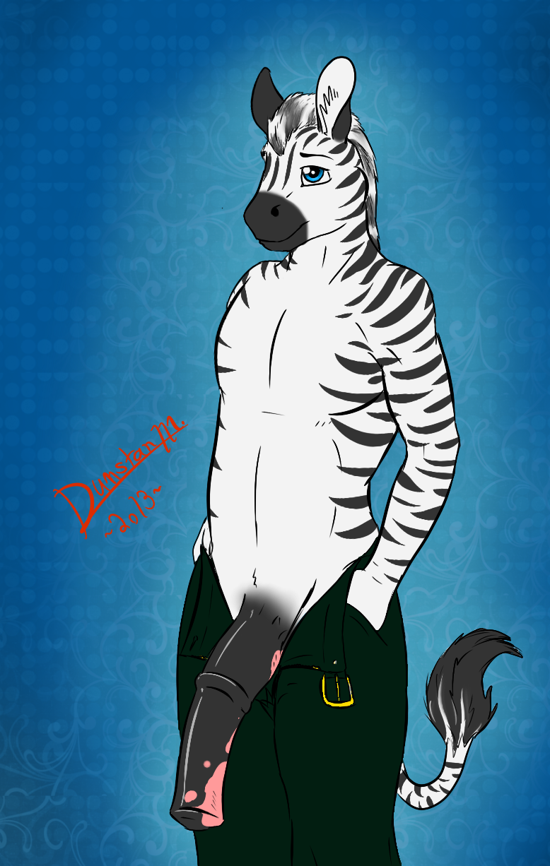 anthro big_penis blue_eyes dunstanmarshall flaccid haefenzebra horsecock huge_cock male male_only no_nipples penis solo