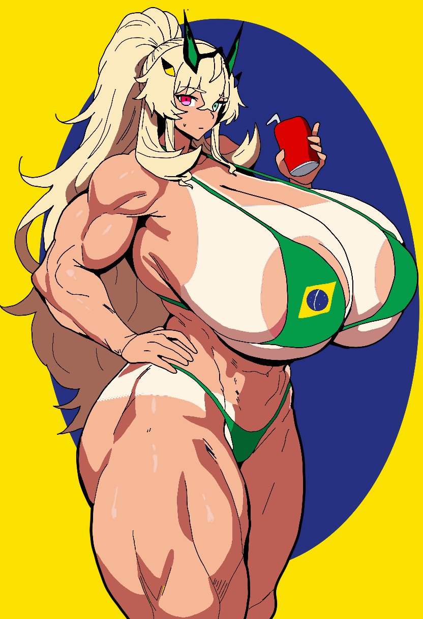 1girls, 2025, barghest (gawain) (fate), big breasts, bikini, blonde hair, brazilian, brazilian female, breasts bigger than head, breedable hips, fate (series), fate/grand order, female, female only, muscles, muscular, muscular female, tagme, tan markings, tanned, tanned female, tanned skin, tanukisan9997