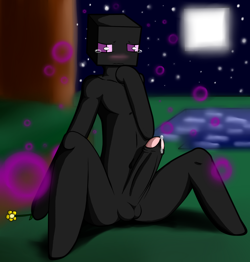 aura balls blush character commission enderman erection flower male male_only minecraft minecraft_(series) minecraft_xxx moon nude outside penis precum purple_eyes shy solo stars tagme tears tree video_games water xxmysteryxx