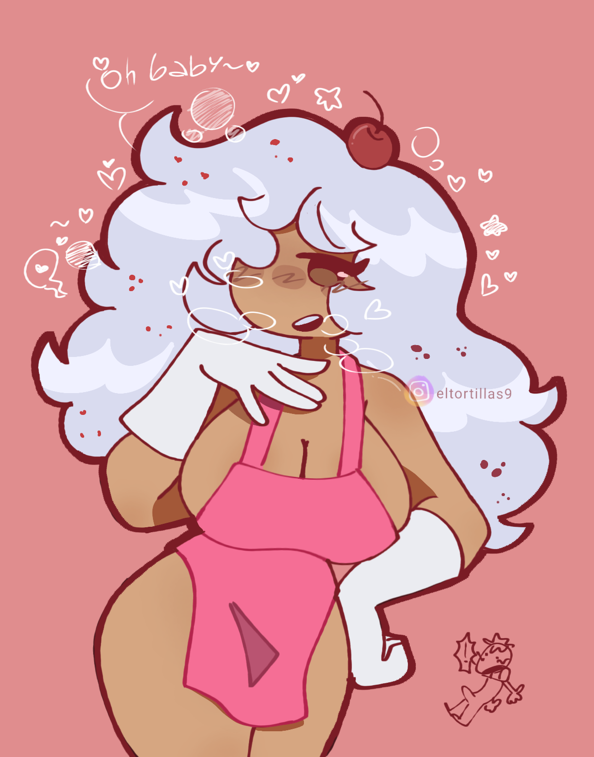 Character with expressive face and large breasts