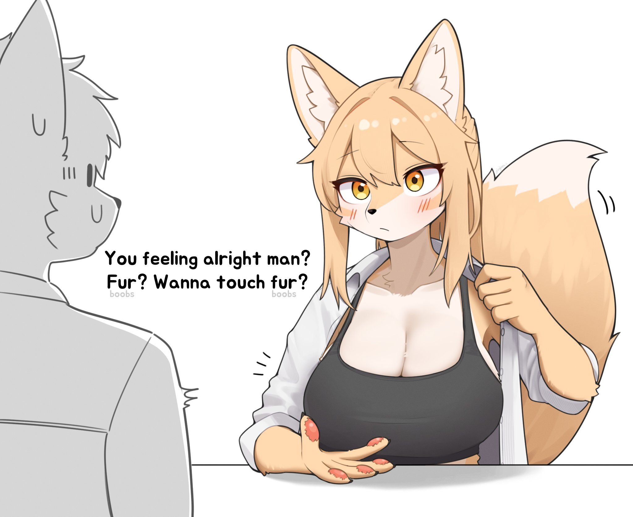 big breasts, blonde female, boobs? wanna touch boobs?, breasts, daijoubu? oppai momu?, female, korfiorano, meme, rebekah, tagme