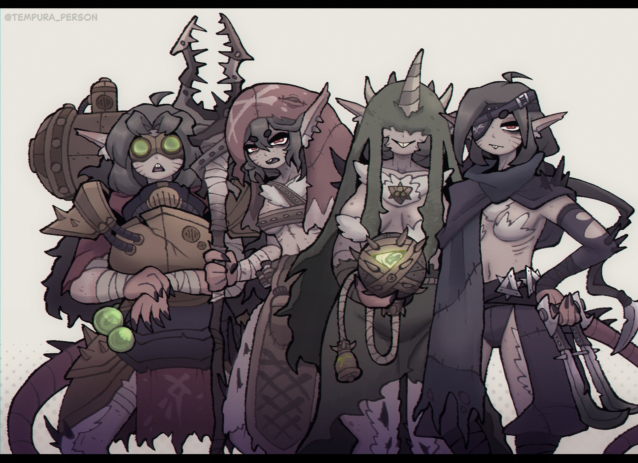 4girls, anthro, armor, assassin, clothed, clothed female, female, furry, horn, humanoid, knife, rat, rat girl, skaven, skaven mark, skimpy clothes, tagme, tempura person, warhammer (franchise), warhammer age of sigmar, warhammer fantasy