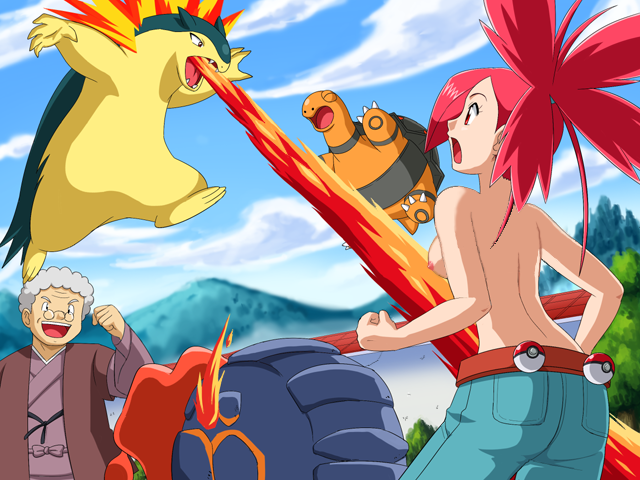 edit flannery_(pokemon) generation_2_pokemon generation_3_pokemon human human_focus human_only magcargo pokemoa pokemon pokemon_(species) sideboob topless torkoal typhlosion