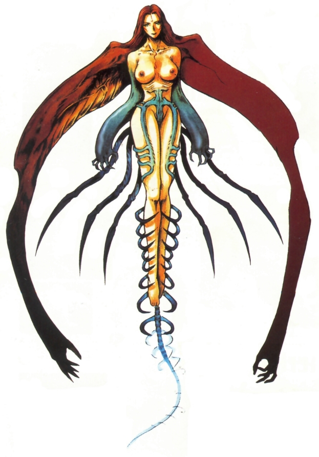 1990s 1998 1girls 20th_century barefoot breasts completely_nude completely_nude_female concept_art eve_(parasite_eve) feet female female_only full_body hair_arms hair_wings long_hair melissa_pearce monster_girl nipples nude nude_female official_art parasite_eve solo_female square_enix tagme tail thighs toes very_long_hair wide_hips