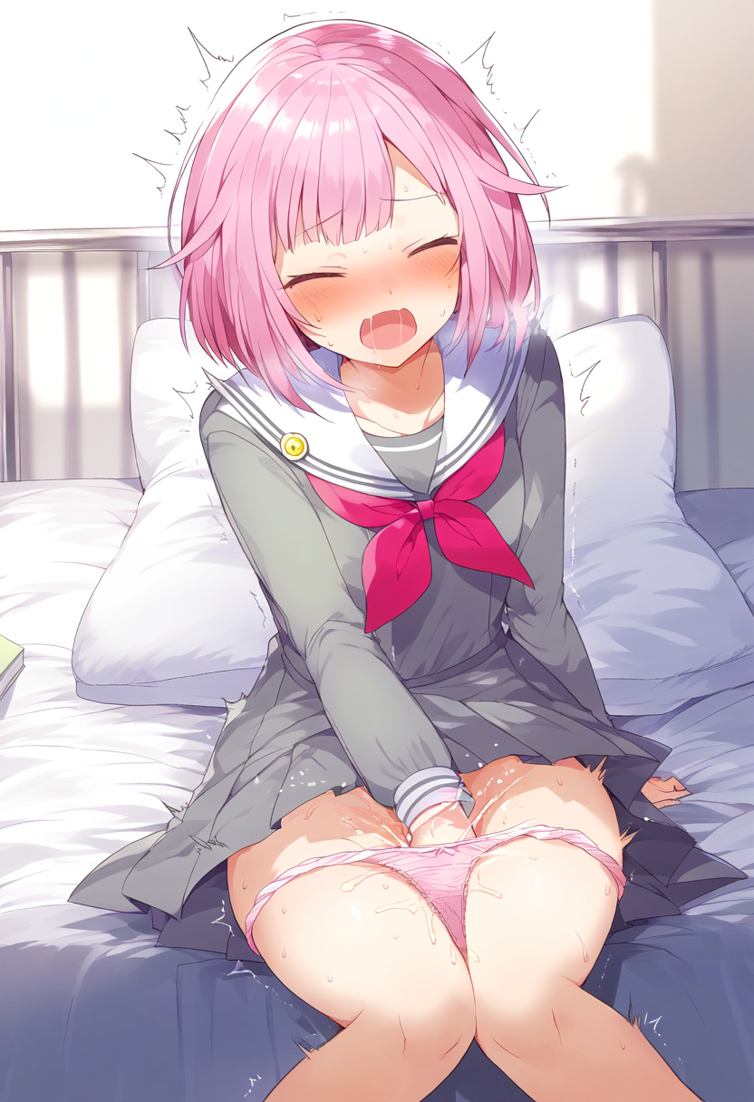 1girls ai_generated bed bedroom big_breasts blush breasts closed_eyes clothed clothed_female cum female fingering fingering_pussy fingering_self fingering_under_clothes hand_in_panties high_resolution highres masturbating masturbation miyamasuzaka_girls'_academy_school_uniform on_bed ootori_emu open_mouth panties panties_around_legs panties_down partially_clothed partially_clothed_female partially_nude partially_undressed pink_hair project_sekai pussy school_uniform schoolgirl sitting sitting_on_bed thighs underwear uniform